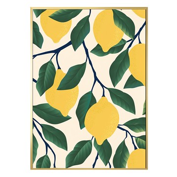奶油檸檬黃畫作  30 x 40cm  金色