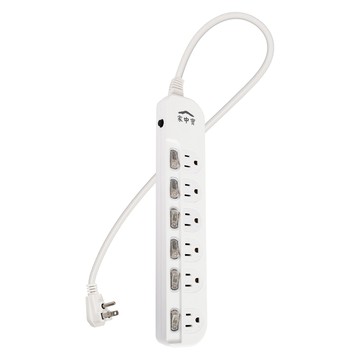 家中寶 過載斷電6開6座電源線 HBK33663  白色  1個  1.2m