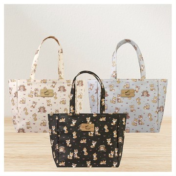 【狐狸與花-中拉包】可橫放A4文件肩背手提拉鍊防水的中拉包