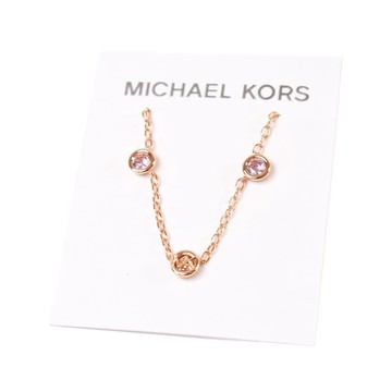MICHAEL KORS Bezel 方晶鋯石鎖骨鍊-玫瑰金