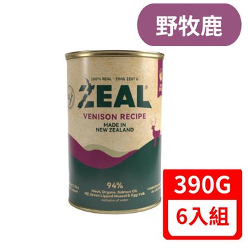 ZEAL真致-野牧無穀94%鮮肉主食犬罐-野牧鹿 390G X 6入組(餐包/全犬/狗主食罐/狗主食/狗罐頭/寵物罐頭)