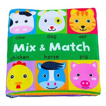 Funnyzoo動物可愛臉部配對布書早教嬰幼兒玩具布書認知立體布書