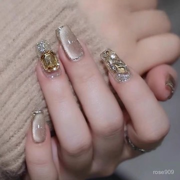 ✨Hannah✨手工穿戴甲成品美甲 貓眼細閃秋冬新款穿戴甲 IYTL