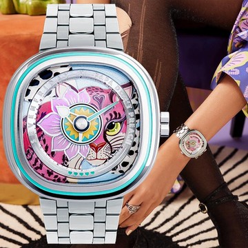 SEVENFRIDAY X PAPA DON`T PREACH 聯名 C1/01 印度風花豹圖樣石英女錶 新年開運 送禮推薦-42x42.5mm