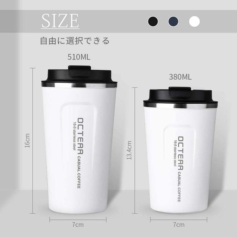 OCTERR マグカップ 保温 コーヒーカップ コンビニカップ 携帯マグ 保冷 タンブラー 真空断熱 ステンレス製 蓋付き 持ち運び 直接ド