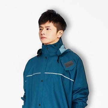 TDN丹寧導流前開雨衣速乾防水連身雨衣(藏青)