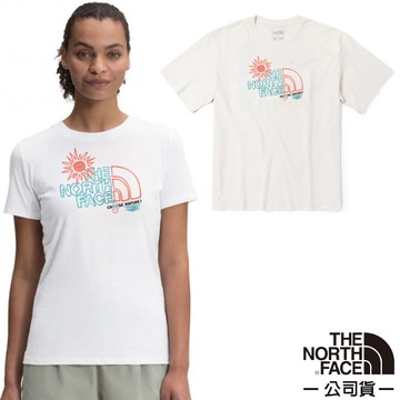 【美國 The North Face】女款 柔軟透氣純棉短袖圓領T恤(亞洲版型).休閒衫/7WET-FN4 白 N
