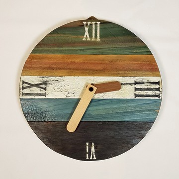 工業風拼接木時鐘 靜音 掛鐘 時鐘 復古風 clock