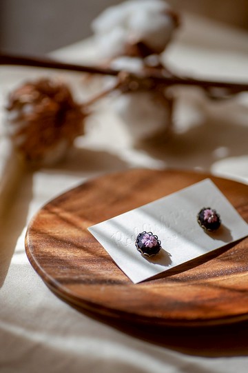 復古刺繡耳釘 | 櫻花
