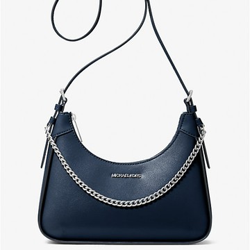 MICHAEL KORS 手提斜背兩用包 防刮真皮材質 側背單肩包 手提包 M83818 海軍藍色MK(現貨)▶指定Outlet商品5折起☆現貨【送禮首選★APP下單點數4倍送】