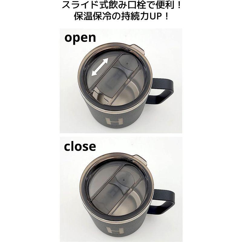 OGURA 真空断熱 マグカップ 350ml アルファベット フタ付き ステンレス 保温 保冷 ブラック M