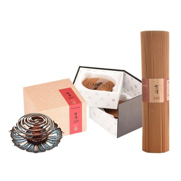 富山香堂 催財聖物 台灣520臥香 + 福祿蓮花香座3件組 - 獨特設計 磁性設計香座  1組  檀香