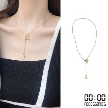 【00:00】韓國設計簡約百搭小圓牌個性IO項鍊
