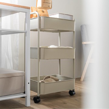 全鐵收納推車 三層籃網-5色可選 蓋上桌板 變移動邊桌