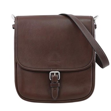 COACH CV979 HITCH 品牌壓印LOGO翻蓋斜背包/郵差包.深棕