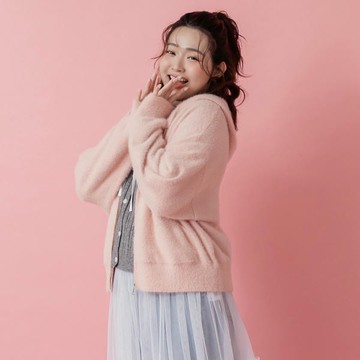 短版冬日感仿貂毛連帽外套