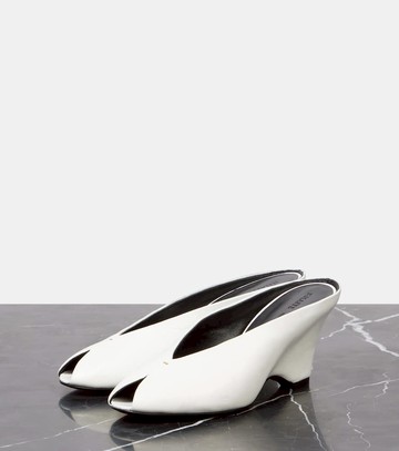 Khaite Cloak 75 leather peep-toe wedge mules