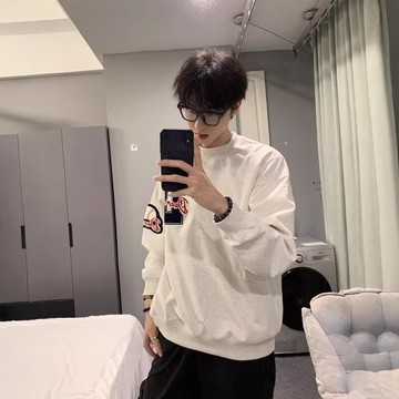 【癮品流行-YP】重磅大學長袖 情侶長袖 落肩圓領 潮牌衛衣 男港風寬鬆 新款秋冬季 oversize 加絨加厚套頭無帽