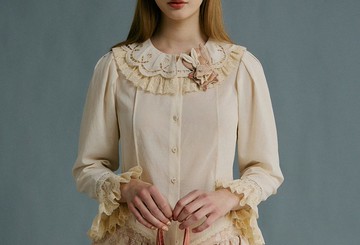 【歐式復古】 兔子屋鏤空刺繡/花園領襯衫