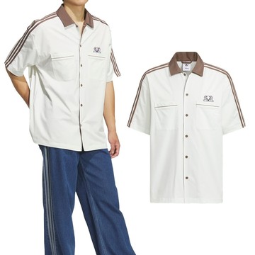 Adidas U Bowling Tee 男款 女款 米色 寬鬆 迪士尼 101忠狗 襯衫 休閒 短袖 KG6690