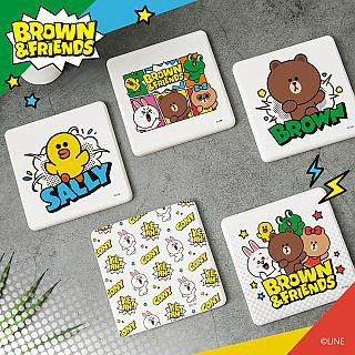 LINE FRIENDS 珪藻土吸水杯墊 漫畫風系列 (2入/組)(10*10*0.9cm)【收納王妃】
