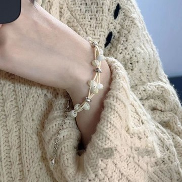 🔥免運🔥復古民族風森系手鍊波西米亞百搭古風陶瓷鈴鐺葉子多圈手串配飾品招財 轉運手鍊 手繩 手環 手鏈 首飾 飾品 女