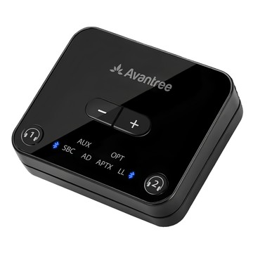 Avantree 一對二低延遲藍牙音樂發射器 TC418P 藍牙5.3與aptX-LL技術 支援光纖音源 LED指示燈與音量控制  1個