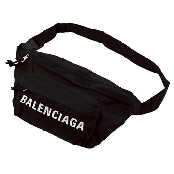 BALENCIAGA 巴黎世家 533009 經典LOGO帆布肩斜腰包/胸口包.黑