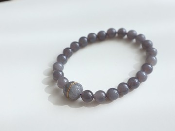 天然煙紫和田玉手鏈  冰底煙紫料 脂份細膩 煙紫並蒂蓮 好運連連