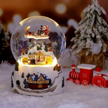【讚爾JARLL】幸福的雪白聖誕 燈光水晶球音樂盒_交換禮物_聖誕禮物