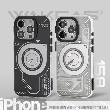 【Wakcas】電路科技機械磁吸手機殼 iPhone 15 14 Pro Max Magsafe 霧透 科技 保護殼