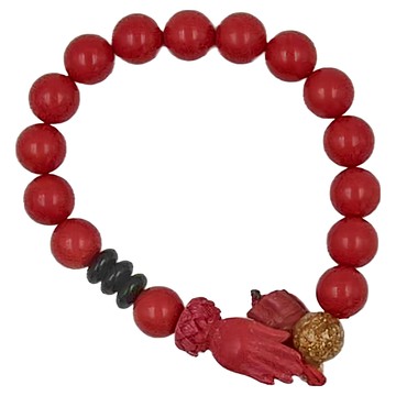 仿朱砂 開運蓮花佛手 金箔大象 手鍊 紅色  1個  10 x 10 x 2cm