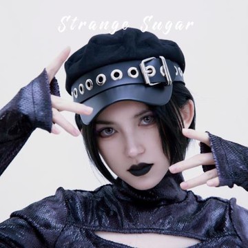 怪糖飾物集原創手工麂皮絨黑色報童帽秋冬保暖毛呢暗黑亞文化