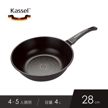 韓國Kassel 鑽石超導熱不沾輕炒鍋-28cm(不挑爐具)