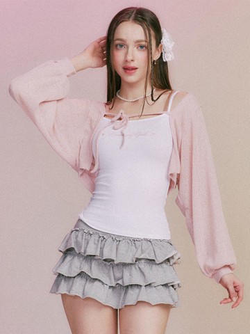MF Shaha Ribbon Bolero Cardigan_Pink