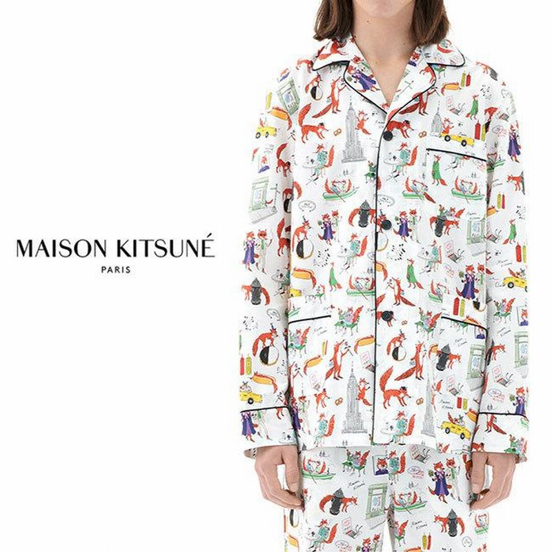 Maison Kitsune × OLYMPIA メゾンキツネ オリンピア コラボ パジャマシャツ IU00463WC4011 総柄 長袖シャツ  メンズ | LINEショッピング