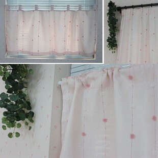 出口日韓粉嫩清新布藝門簾衛生間廚房小窗簾飄窗簾 可愛粉紅