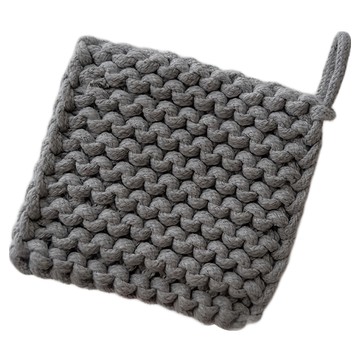 THiRTEEN 拾參家居 奶油系鉤織方形杯墊 淺灰色 12 x 12cm 手工編織隔熱杯墊  1個