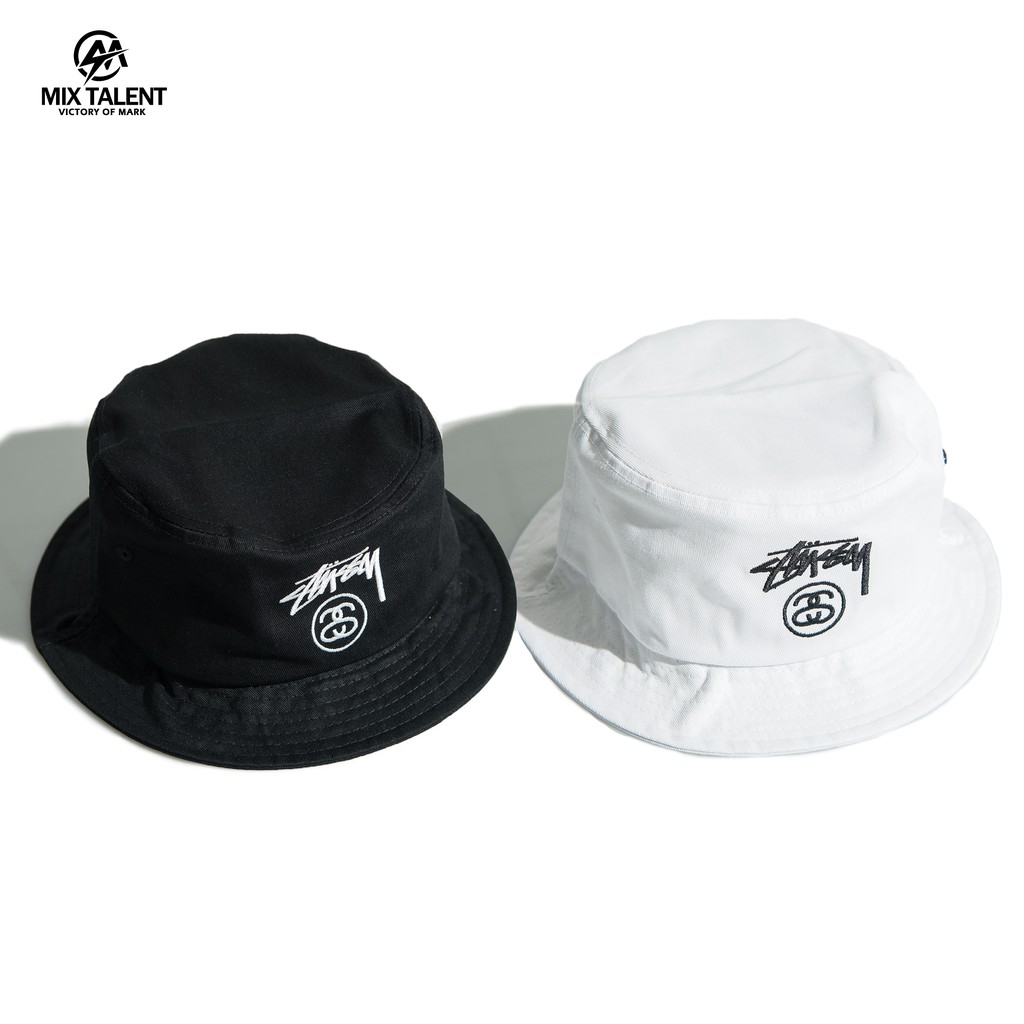 STUSSY 草寫刺繡BUCKET HAT 漁夫帽黑色/白色分尺寸全新正品推薦| (舊