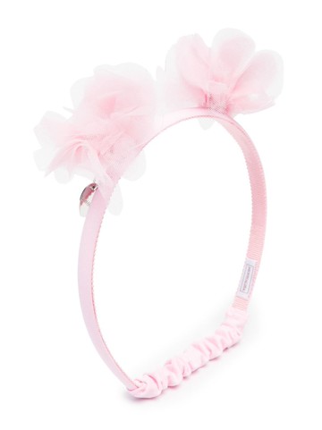 Monnalisa - tulle pompom detail headband - kids - Polyamide/Elastane/Cotton/Plastic - One Size - Pink