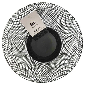 好物良品 雙層網狀客廳裝飾藝術金屬鏤空收納置物零食水果網籃 黑色  直徑25 x 10.5cm  1個