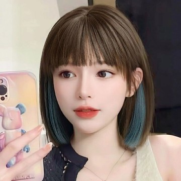 假髮女 全頭套假髮 短髮超自然假髮 波波頭假髮 Lisa同款假髮 挑染新款假髮套 甜美假髮 直假髮 自然蓬鬆假髮 修飾臉