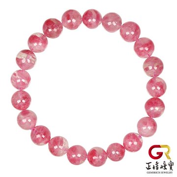 【正佳珠寶】薔薇石 高品玉化櫻花雨薔薇 8.7-9.2mm 玫瑰薔薇石手珠｜日本彈力繩