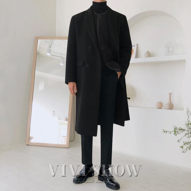 【オローネ】ウールコート ブラック ロング丈 ゆったりシルエット オローネ】ウールコート ブラック ロング丈 ゆったりシルエット