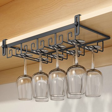 免打孔紅酒杯架家用高腳杯架倒掛葡萄酒杯架子吧臺高檔懸掛酒杯架