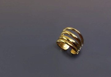 線條系列-縷空線條寬版開口黃銅戒