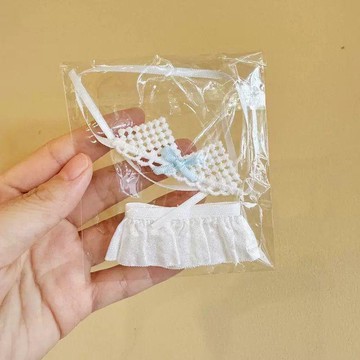 台灣出貨✨ 新款10cm娃衣 迷你白色泳衣套裝 達菲棉花娃娃衣服 可愛 公仔換裝泳衣 小裙子套裝 超值平價款