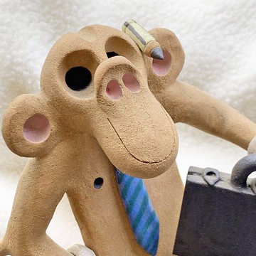 特惠絕版古件-西班牙天才菁英猴-上班族 | 藝術 擺飾 手工製