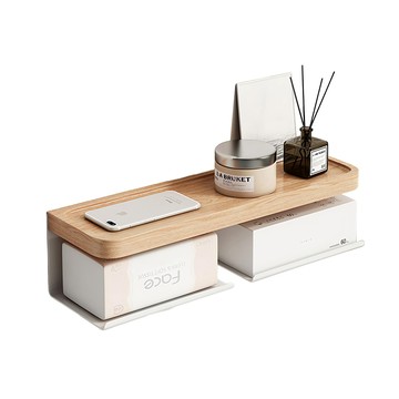 好物良品 原木質感面紙盒置物架 38cm  淺櫸木 白色  1個
