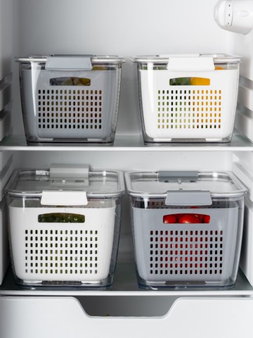 瀝水蔬菜水果保鮮盒冰箱專用 廚房食品級冷凍帶蓋收納盒